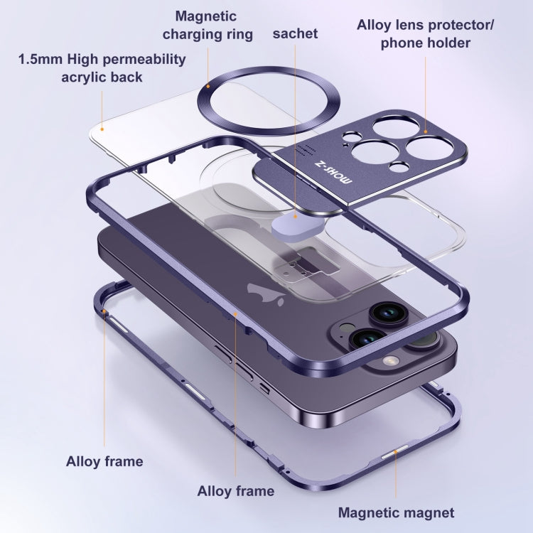 For iPhone 15 Pro Aromatherapy Holder Single-sided MagSafe Magnetic Phone Case(Purple) - iPhone 15 Pro Cases by buy2fix | Online Shopping UK | buy2fix