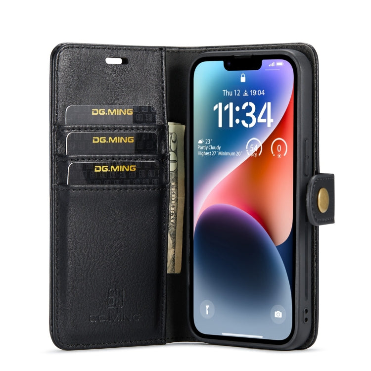 For iPhone 15 Plus DG.MING Crazy Horse Texture Detachable Magnetic Leather Phone Case(Black) - iPhone 15 Plus Cases by DG.MING | Online Shopping UK | buy2fix