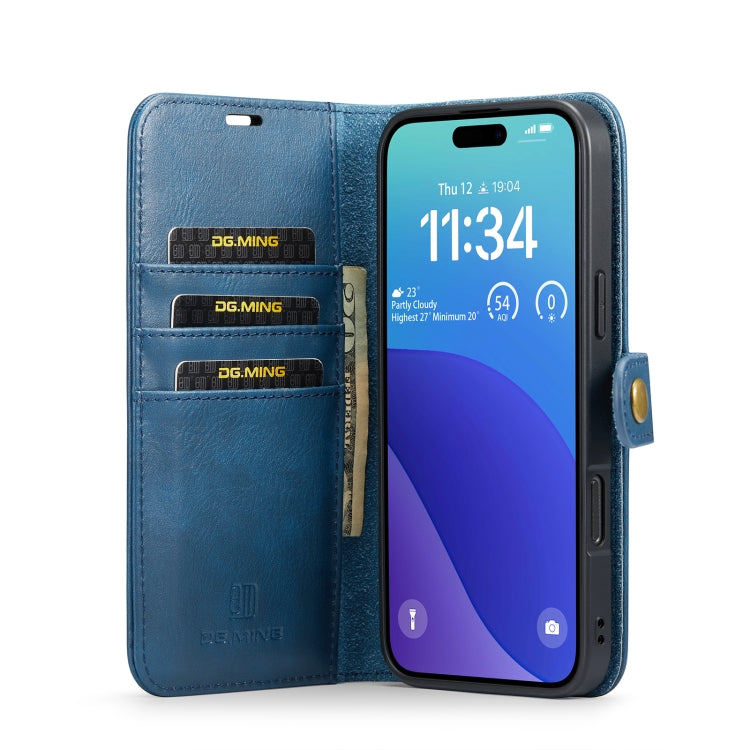 For iPhone 16 Pro Max DG.MING Crazy Horse Texture Detachable Magnetic Leather Phone Case(Blue) - iPhone 16 Pro Max Cases by DG.MING | Online Shopping UK | buy2fix