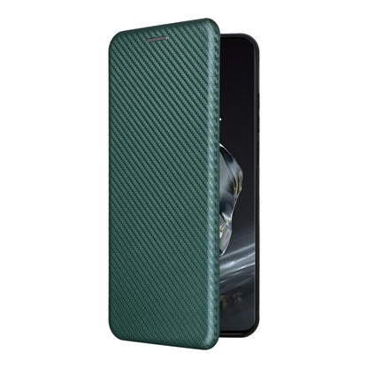 For OnePlus 12 Carbon Fiber Texture Flip Leather Phone Case(Green) - OnePlus Cases by buy2fix | Online Shopping UK | buy2fix