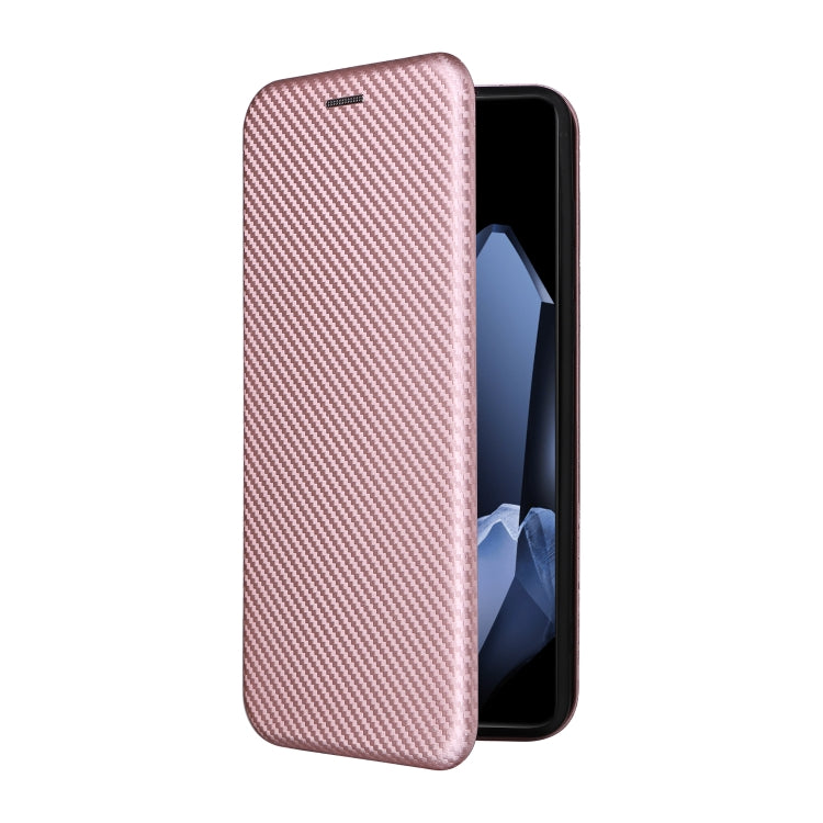 For OnePlus 13 Carbon Fiber Texture Flip Leather Phone Case(Pink) - OnePlus Cases by buy2fix | Online Shopping UK | buy2fix