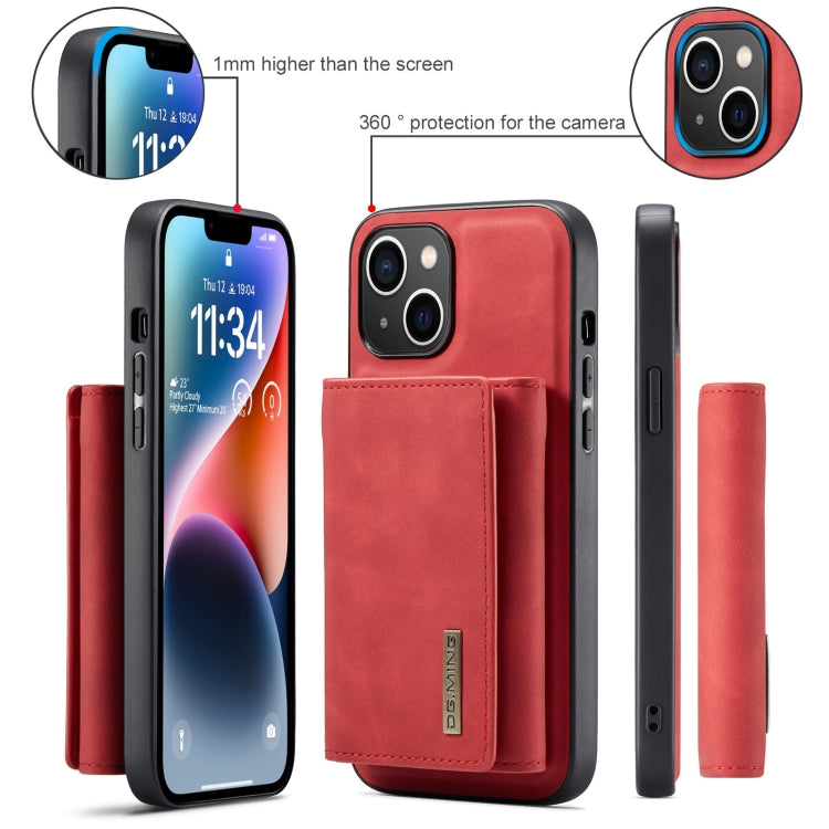 For iPhone 15 Plus DG.MING M1 Series 3-Fold Multi Card Wallet Leather Phone Case(Red) - iPhone 15 Plus Cases by DG.MING | Online Shopping UK | buy2fix