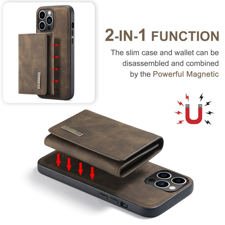 For iPhone 15 Pro DG.MING M1 Series 3-Fold Multi Card Wallet Leather Phone Case(Coffee) - iPhone 15 Pro Cases by DG.MING | Online Shopping UK | buy2fix