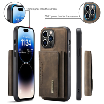 For iPhone 15 Pro DG.MING M2 Series 3-Fold Card Bag Wallet Leather Phone Case(Coffee) - iPhone 15 Pro Cases by DG.MING | Online Shopping UK | buy2fix