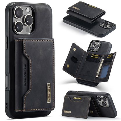 For iPhone 16 Pro DG.MING M2 Series 3-Fold Card Bag Wallet Leather Phone Case(Black) - iPhone 16 Pro Cases by DG.MING | Online Shopping UK | buy2fix