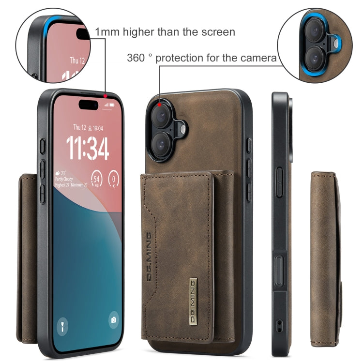 For iPhone 16 Plus DG.MING M2 Series 3-Fold Card Bag Wallet Leather Phone Case(Coffee) - iPhone 16 Plus Cases by DG.MING | Online Shopping UK | buy2fix