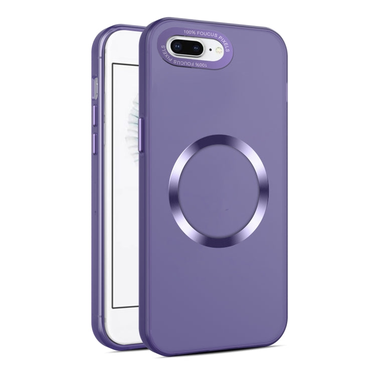 For iPhone 8 Plus / 7 Plus CD Texture MagSafe Frosted Translucent Phone Case(Dark Purple) - More iPhone Cases by buy2fix | Online Shopping UK | buy2fix