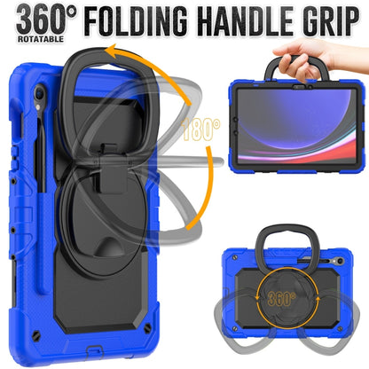 For Samsung Galaxy Tab S9 D Type Silicone Hybrid PC Tablet Case with Handle Holder(Blue) - Galaxy Tab S9 Cases by buy2fix | Online Shopping UK | buy2fix