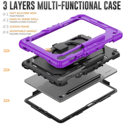 For Samsung Galaxy Tab S9 D Type Silicone Hybrid PC Tablet Case with Handle Holder(Purple) - Galaxy Tab S9 Cases by buy2fix | Online Shopping UK | buy2fix