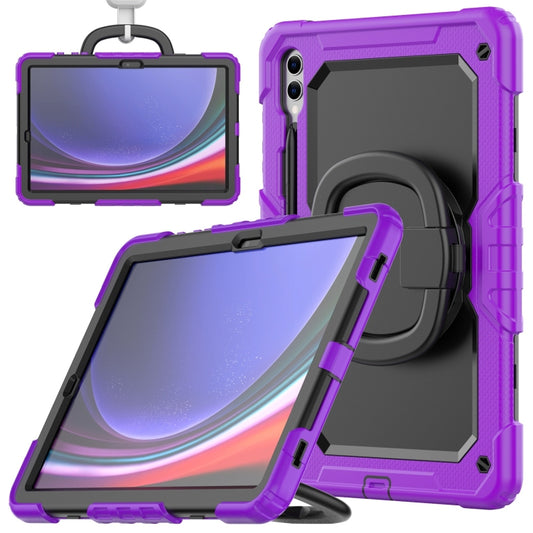 For Samsung Galaxy Tab S9+ D Type Silicone Hybrid PC Tablet Case with Handle Holder(Purple) - Galaxy Tab S9+ Cases by buy2fix | Online Shopping UK | buy2fix