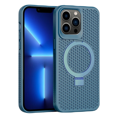 For iPhone 13 Pro Skin Feel PC+TPU Cooling Magnetic Magsafe Phone Case with Stand(Navy Blue) - iPhone 13 Pro Cases by buy2fix | Online Shopping UK | buy2fix