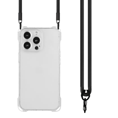 For iPhone 16 Pro Four-corner Shockproof TPU Phone Case with Lanyard(Transparent) - iPhone 16 Pro Cases by buy2fix | Online Shopping UK | buy2fix