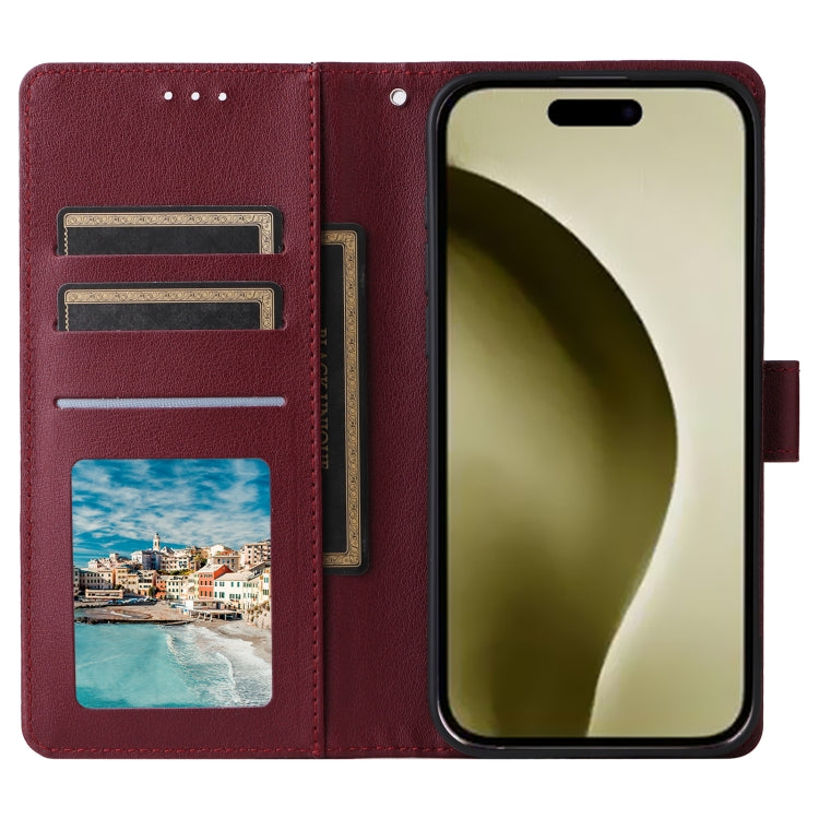 For iPhone 16 Pro Max Multifunctional Horizontal Flip Leather Phone Case with Three Card Slots(Wine Red) - iPhone 16 Pro Max Cases by buy2fix | Online Shopping UK | buy2fix