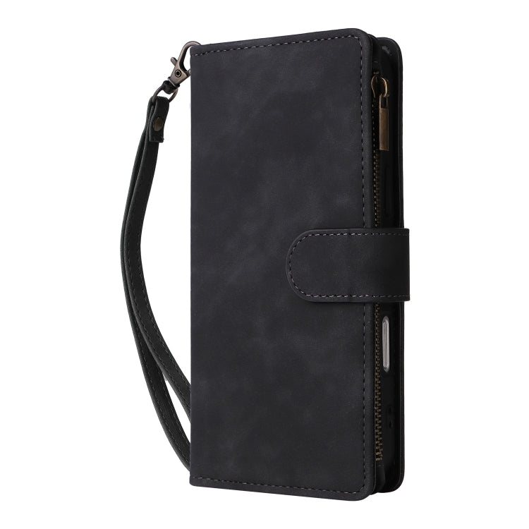 For iPhone 16 Pro Crossbody Multi-card Slot Wallet Zipper Leather Phone Case(Black) - iPhone 16 Pro Cases by buy2fix | Online Shopping UK | buy2fix