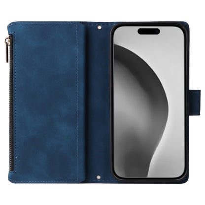 For iPhone 16 Pro Crossbody Multi-card Slot Wallet Zipper Leather Phone Case(Dark Blue) - iPhone 16 Pro Cases by buy2fix | Online Shopping UK | buy2fix