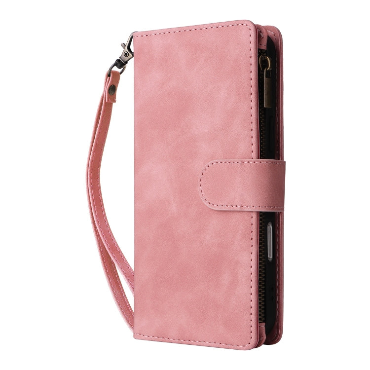 For iPhone 16 Pro Crossbody Multi-card Slot Wallet Zipper Leather Phone Case(Pink) - iPhone 16 Pro Cases by buy2fix | Online Shopping UK | buy2fix