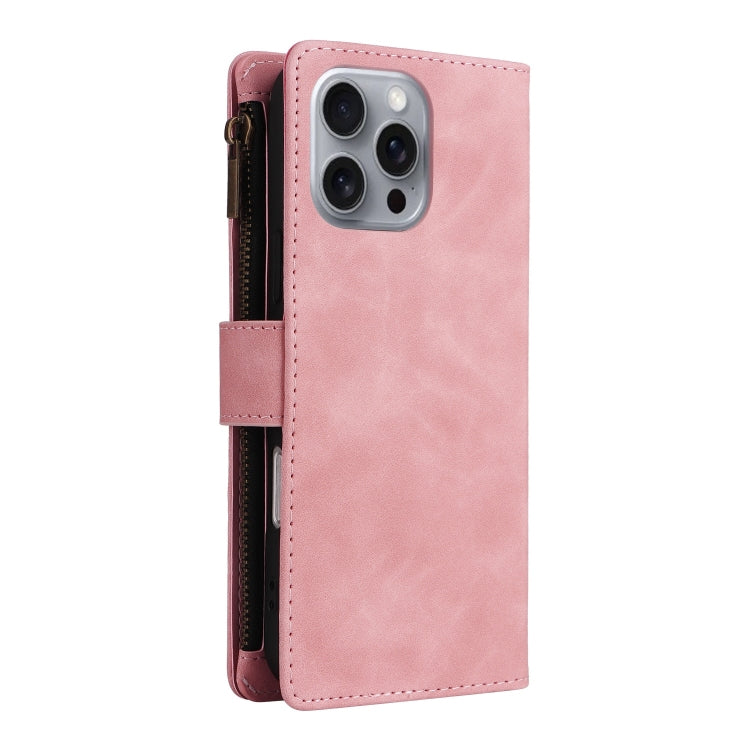 For iPhone 16 Pro Max Crossbody Multi-card Slot Wallet Zipper Leather Phone Case(Pink) - iPhone 16 Pro Max Cases by buy2fix | Online Shopping UK | buy2fix