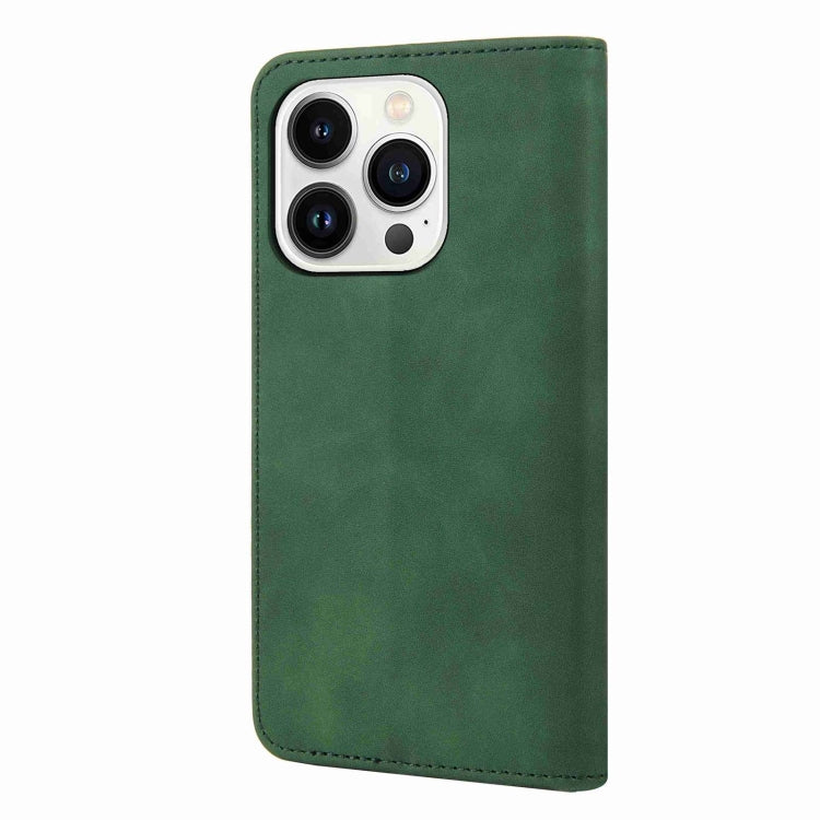 For iPhone 16 Pro Max Skin Feel Splicing Leather Phone Case(Green) - iPhone 16 Pro Max Cases by buy2fix | Online Shopping UK | buy2fix