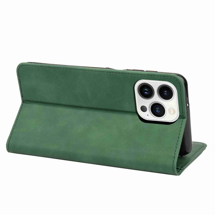 For iPhone 16 Pro Skin Feel Splicing Leather Phone Case(Green) - iPhone 16 Pro Cases by buy2fix | Online Shopping UK | buy2fix