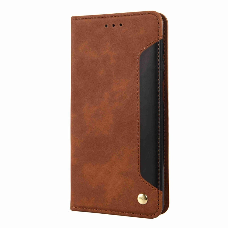 For iPhone 16 Pro Skin Feel Splicing Leather Phone Case(Brown) - iPhone 16 Pro Cases by buy2fix | Online Shopping UK | buy2fix