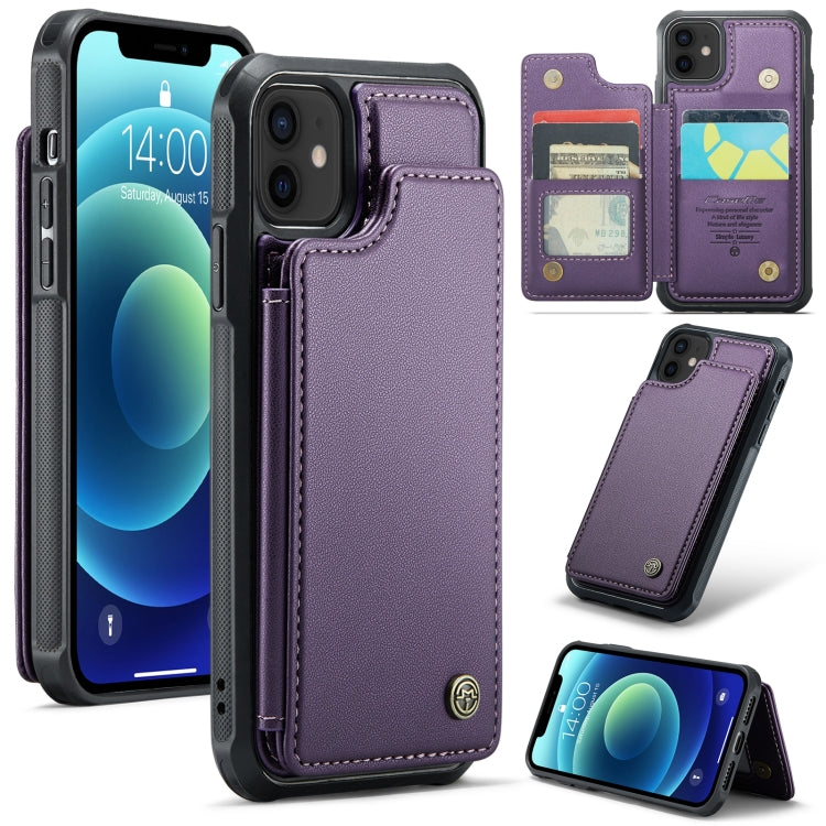 For iPhone 12 / 12 Pro CaseMe C22 Card Slots Holder RFID Anti-theft Phone Case(Purple) - iPhone 12 / 12 Pro Cases by CaseMe | Online Shopping UK | buy2fix