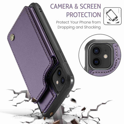 For iPhone 12 / 12 Pro CaseMe C22 Card Slots Holder RFID Anti-theft Phone Case(Purple) - iPhone 12 / 12 Pro Cases by CaseMe | Online Shopping UK | buy2fix