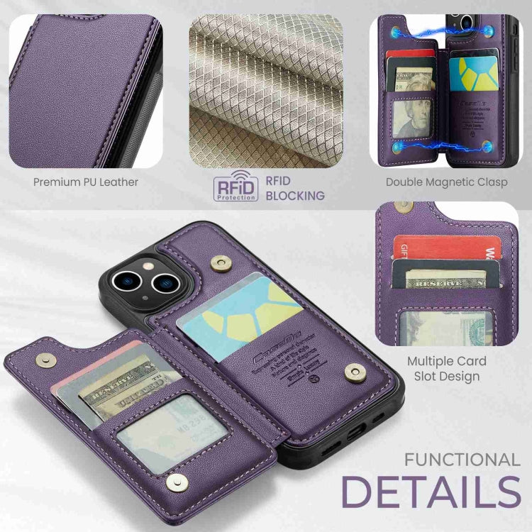 For iPhone 14 CaseMe C22 Card Slots Holder RFID Anti-theft Phone Case(Purple) - iPhone 14 Cases by CaseMe | Online Shopping UK | buy2fix