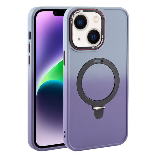 For iPhone 14 Gradient MagSafe Holder Liquid TPU Hybrid PC Phone Case(Blue Purple) - iPhone 14 Cases by buy2fix | Online Shopping UK | buy2fix