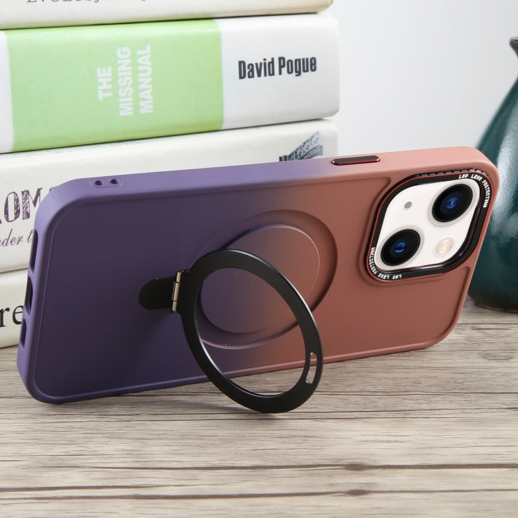 For iPhone 14 Gradient MagSafe Holder Liquid TPU Hybrid PC Phone Case(Pink Purple) - iPhone 14 Cases by buy2fix | Online Shopping UK | buy2fix