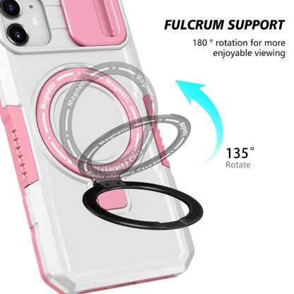 For iPhone 12 Sliding Camshield Magsafe Holder TPU Hybrid PC Phone Case(Pink White) - iPhone 12 / 12 Pro Cases by buy2fix | Online Shopping UK | buy2fix