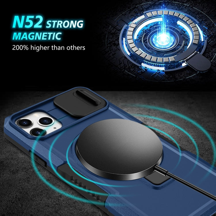 For iPhone 11 Pro Max Sliding Camshield Magsafe Holder TPU Hybrid PC Phone Case(Royal Blue) - iPhone 11 Pro Max Cases by buy2fix | Online Shopping UK | buy2fix