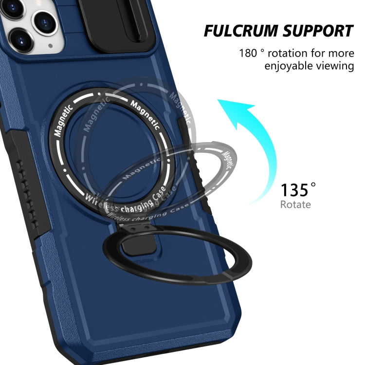 For iPhone 11 Pro Max Sliding Camshield Magsafe Holder TPU Hybrid PC Phone Case(Royal Blue) - iPhone 11 Pro Max Cases by buy2fix | Online Shopping UK | buy2fix