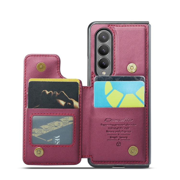 For Samsung Galaxy Z Fold4 5G CaseMe C22 PC+TPU Business Style RFID Anti-theft Leather Phone Case(Wine Red) - Galaxy Z Fold4 5G Cases by CaseMe | Online Shopping UK | buy2fix