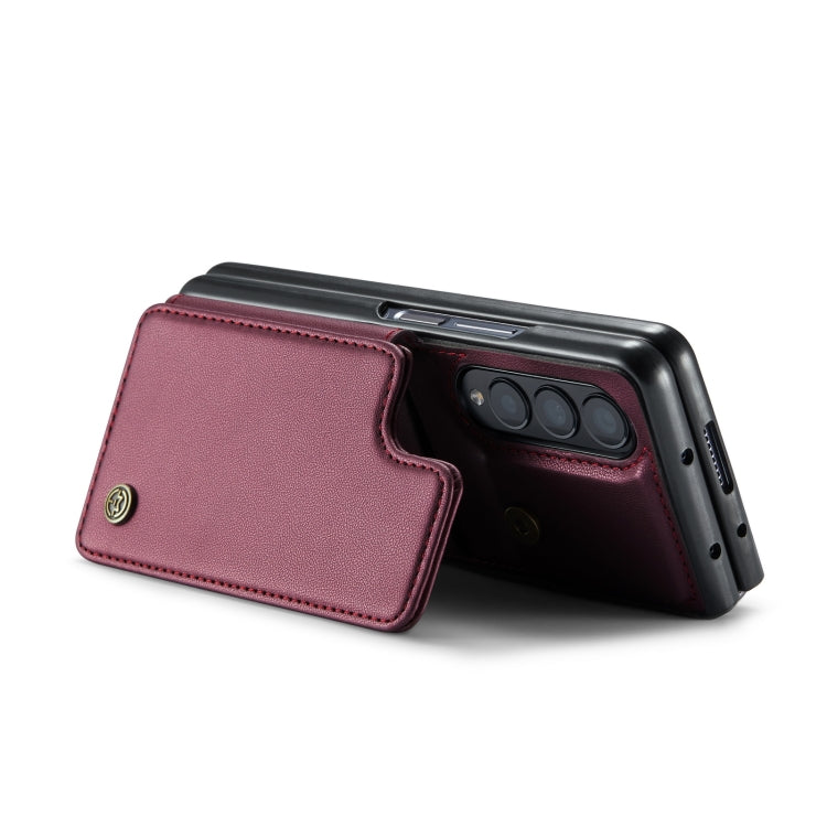 For Samsung Galaxy Z Fold4 5G CaseMe C22 PC+TPU Business Style RFID Anti-theft Leather Phone Case(Wine Red) - Galaxy Z Fold4 5G Cases by CaseMe | Online Shopping UK | buy2fix