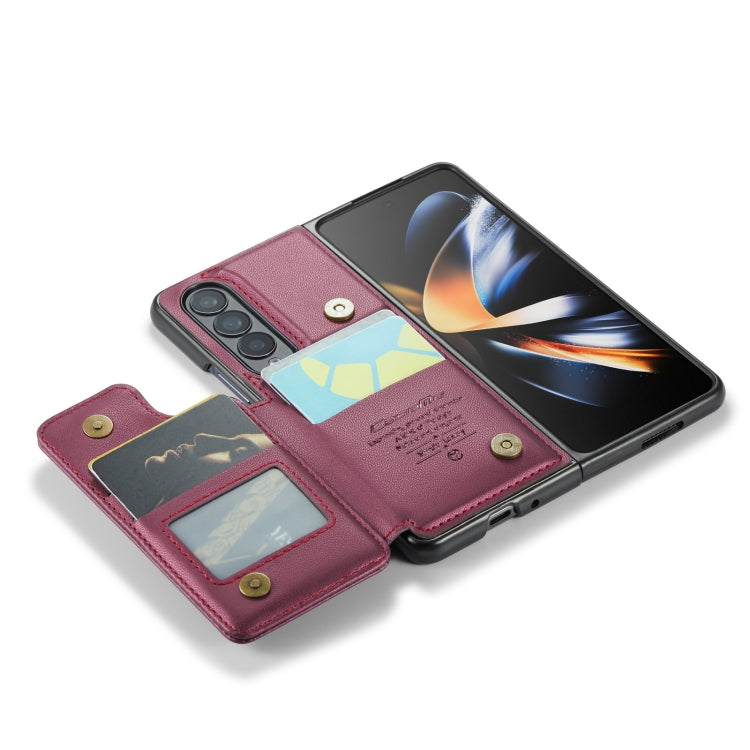 For Samsung Galaxy Z Fold4 5G CaseMe C22 PC+TPU Business Style RFID Anti-theft Leather Phone Case(Wine Red) - Galaxy Z Fold4 5G Cases by CaseMe | Online Shopping UK | buy2fix