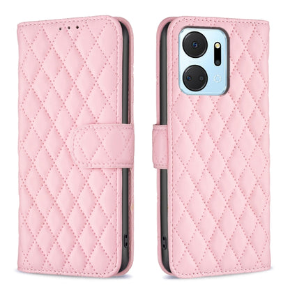 For Honor X7a Diamond Lattice Wallet Flip Leather Phone Case(Pink) - Honor Cases by buy2fix | Online Shopping UK | buy2fix