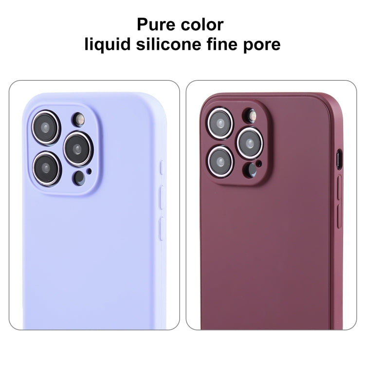 For iPhone 12 Pro Pure Color Liquid Silicone Fine Pore Phone Case(Black Currant) - iPhone 12 / 12 Pro Cases by buy2fix | Online Shopping UK | buy2fix