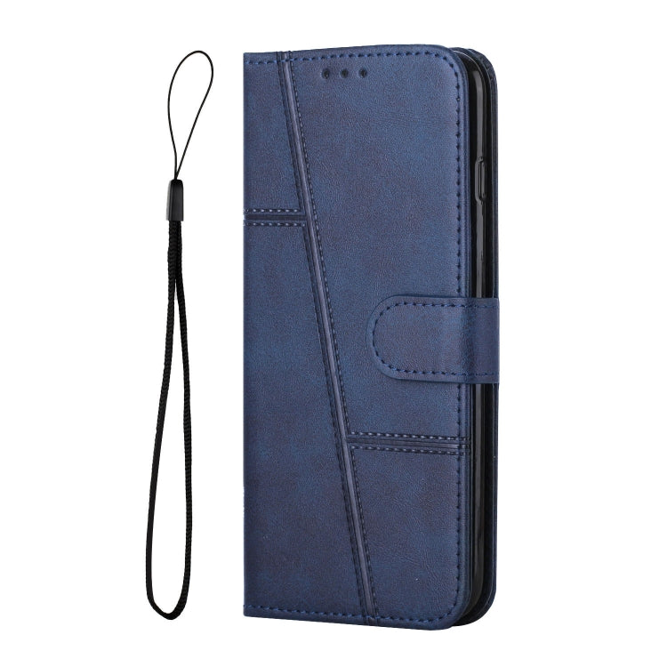 For Motorola Edge 2024 Stitching Calf Texture Buckle Leather Phone Case(Blue) - Motorola Cases by buy2fix | Online Shopping UK | buy2fix