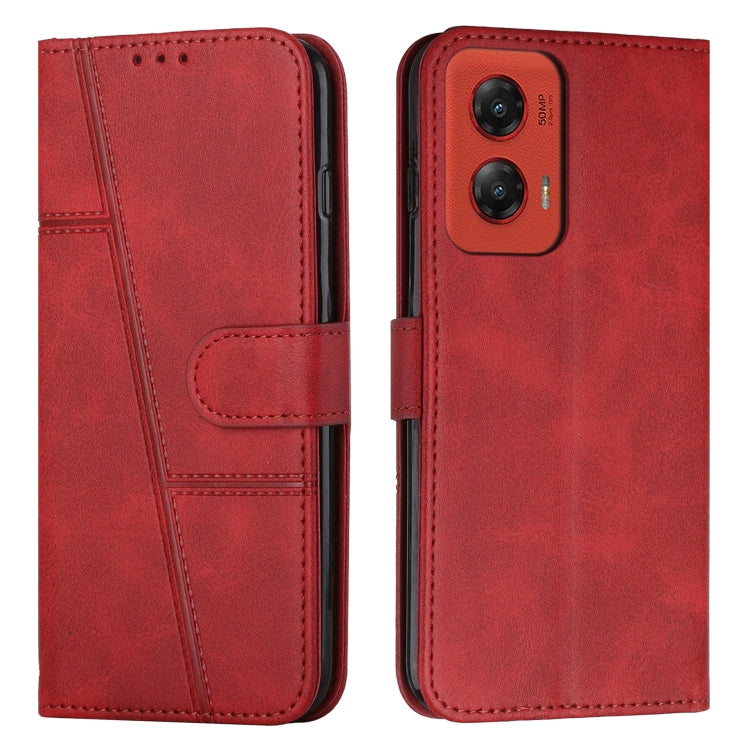 For Motorola Moto G Stylus 5G 2024 Stitching Calf Texture Buckle Leather Phone Case(Red) - Motorola Cases by buy2fix | Online Shopping UK | buy2fix