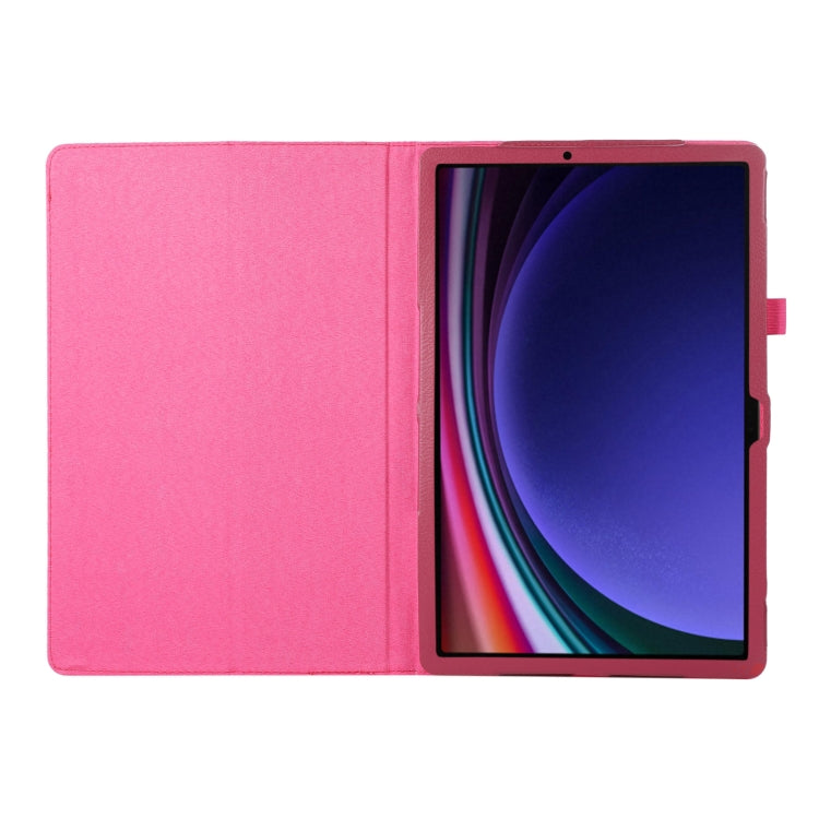 For Samsung Galaxy Tab S9 Litchi Texture Leather Tablet Case with Holder(Rose Red) - Other Galaxy Tab PC by buy2fix | Online Shopping UK | buy2fix