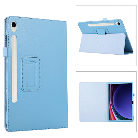 For Samsung Galaxy Tab S9+ Litchi Texture Leather Tablet Case with Holder(Sky Blue) - Other Galaxy Tab PC by buy2fix | Online Shopping UK | buy2fix