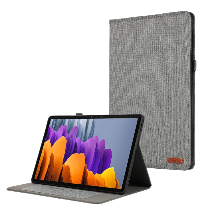 For Samsung Galaxy Tab S9+ Horizontal Flip TPU + Fabric PU Leather Tablet Case(Grey) - Galaxy Tab S9+ Cases by buy2fix | Online Shopping UK | buy2fix