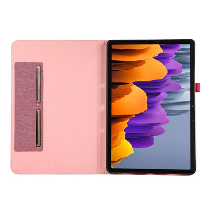 For Samsung Galaxy Tab S9+ Horizontal Flip TPU + Fabric PU Leather Tablet Case(Rose Red) - Galaxy Tab S9+ Cases by buy2fix | Online Shopping UK | buy2fix