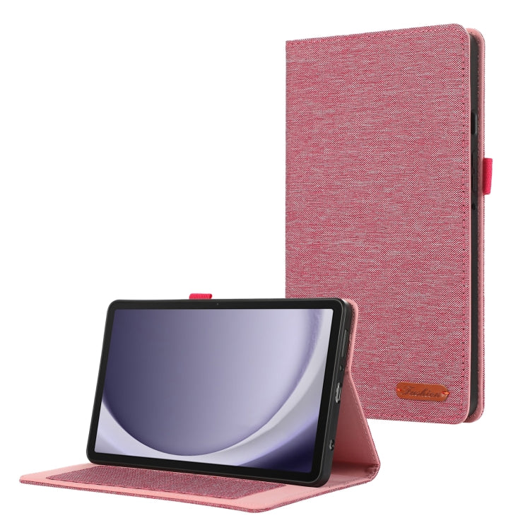 For Samsung Galaxy Tab A9 Horizontal Flip TPU + Fabric PU Leather Tablet Case(Rose Red) - Galaxy Tab A9 by buy2fix | Online Shopping UK | buy2fix