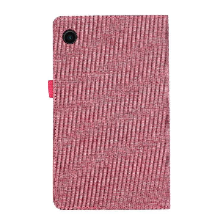 For Samsung Galaxy Tab A9 Horizontal Flip TPU + Fabric PU Leather Tablet Case(Rose Red) - Galaxy Tab A9 by buy2fix | Online Shopping UK | buy2fix