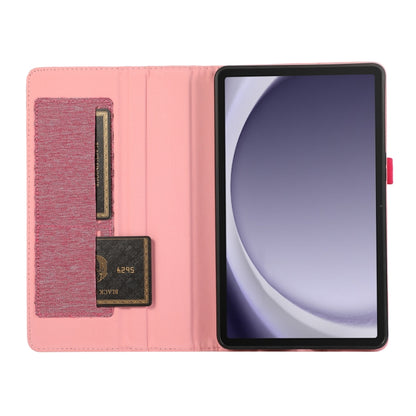 For Samsung Galaxy Tab A9 Horizontal Flip TPU + Fabric PU Leather Tablet Case(Rose Red) - Galaxy Tab A9 by buy2fix | Online Shopping UK | buy2fix