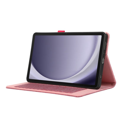 For Samsung Galaxy Tab A9 Horizontal Flip TPU + Fabric PU Leather Tablet Case(Rose Red) - Galaxy Tab A9 by buy2fix | Online Shopping UK | buy2fix