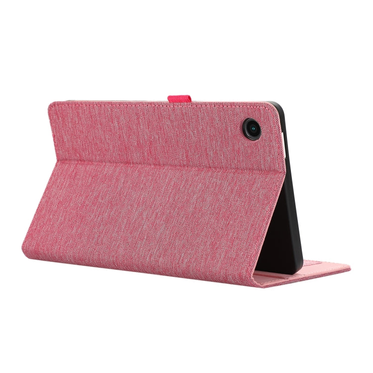 For Samsung Galaxy Tab A9 Horizontal Flip TPU + Fabric PU Leather Tablet Case(Rose Red) - Galaxy Tab A9 by buy2fix | Online Shopping UK | buy2fix