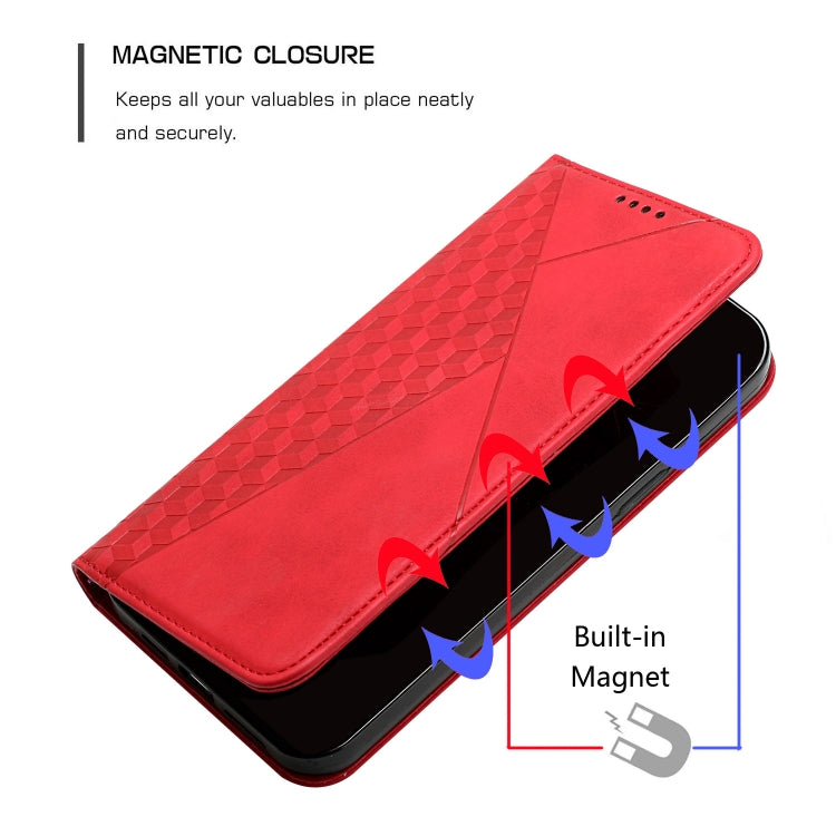 For Motorola Moto G Power 5G 2024 Diamond Splicing Skin Feel Magnetic Leather Phone Case(Red) - Motorola Cases by buy2fix | Online Shopping UK | buy2fix