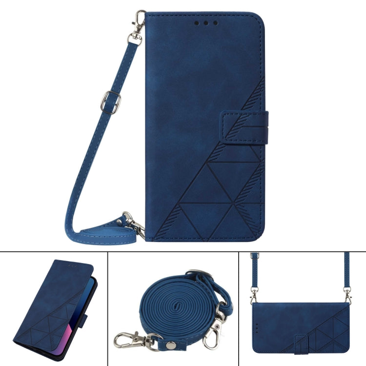 For Motorola Moto G Play 5G 2024 Crossbody 3D Embossed Flip Leather Phone Case(Blue) - Motorola Cases by buy2fix | Online Shopping UK | buy2fix